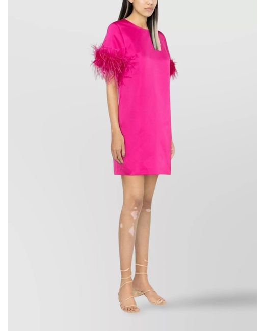 P.A.R.O.S.H. Pink Feather Mini Dress