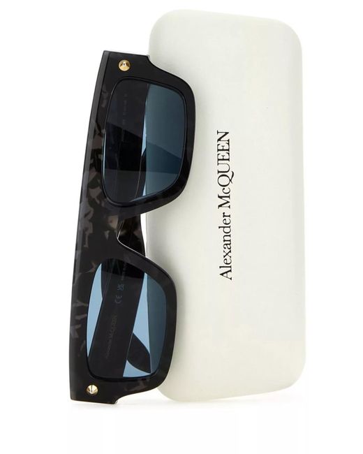 McQueen Black Acetate Square-Frame Sunglasses