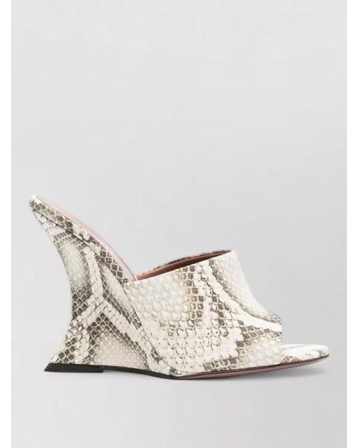 Paris Texas White Python Print Wedge Heel Open Toe Mules
