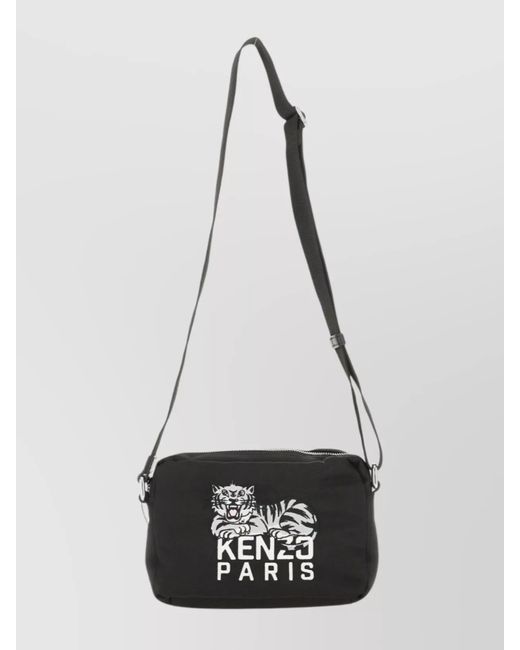 KENZO White Stylish Messenger Bag Embroidered Design for men