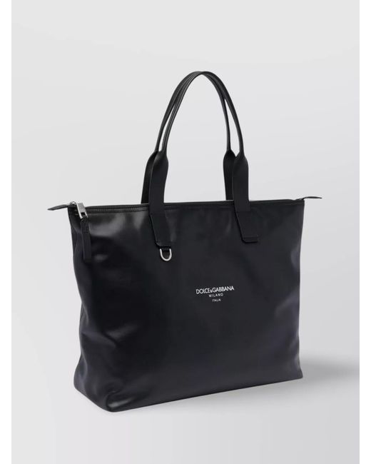Dolce & Gabbana Black Leather Medium Tote Bag for men