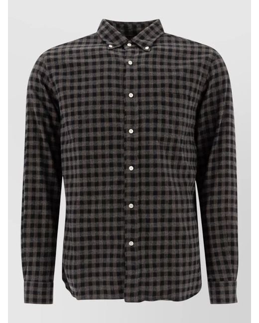 Beams Plus Black Button Down Shirt Gingham Check Shaggy for men