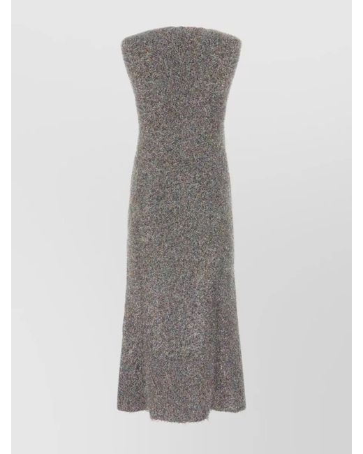 Jil Sander Gray Sleeveless Crew-Neck Midi Dress