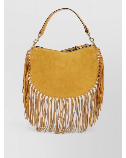 Isabel Marant White Shoulder Bag Adjustable Strap Fringe Detail