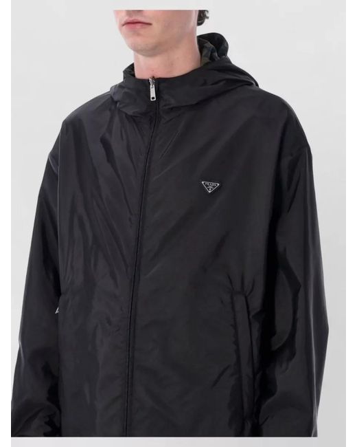 Prada Gray Reversible Hooded Raincoat for men