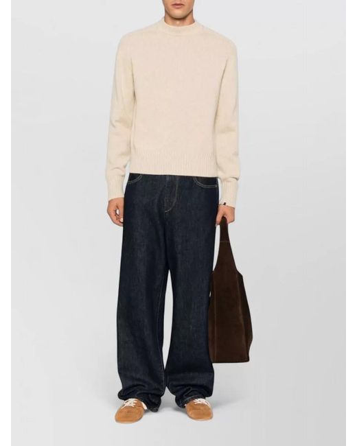 Extreme Cashmere Natural Cashmere Crew Neck Knit Sweater Long Sleeves