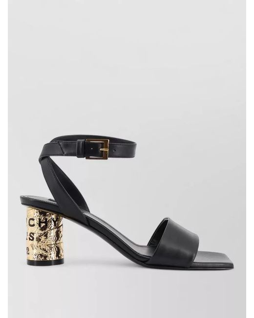 Givenchy Black Leather Heeled Sandals Squared Toe