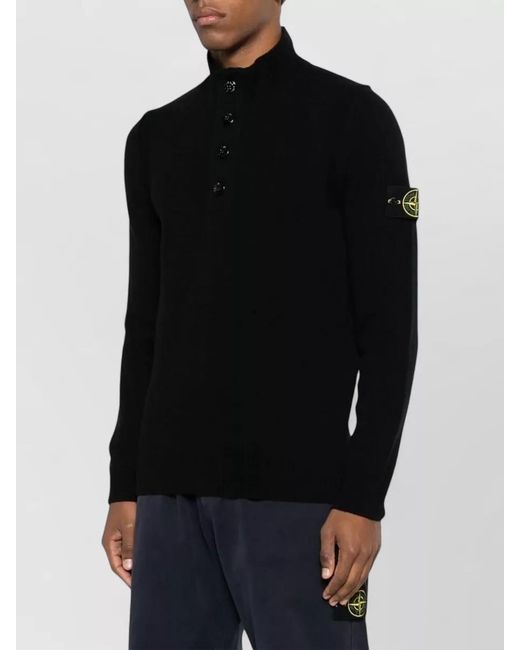 Stone Island Black Short Sleeve Knit Top Nylon Silk for men