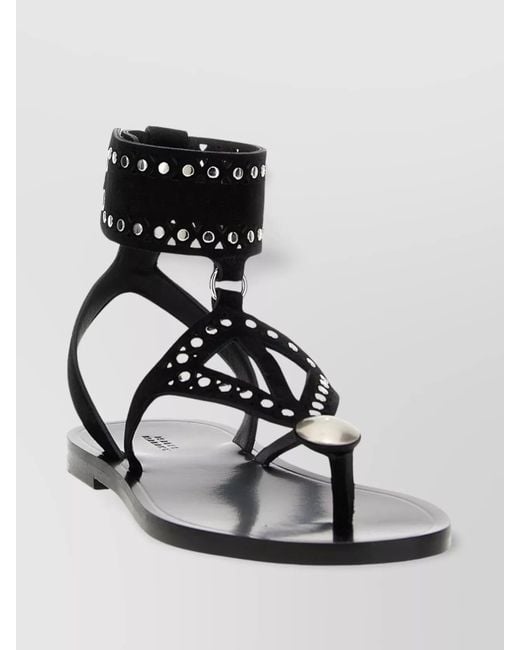 Studded Design Isabel Marant Flat Sandals Embellished Studded Design in Black | Lyst UK