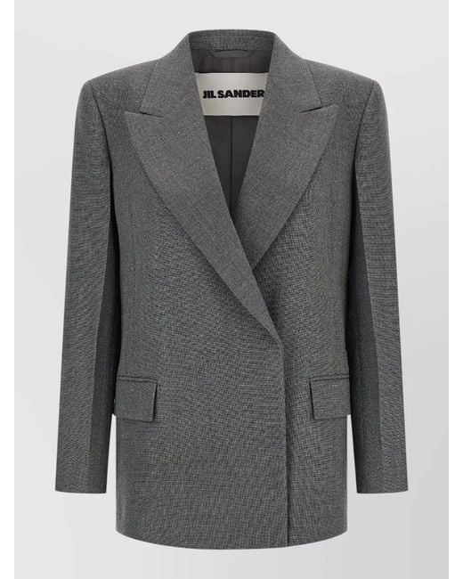 Jil Sander Gray Wool Blazer Single Breasted Structured Shoulders