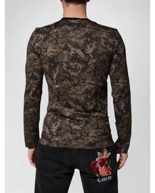 Dolce & Gabbana Black Camouflage Long Sleeves T-Shirt for men