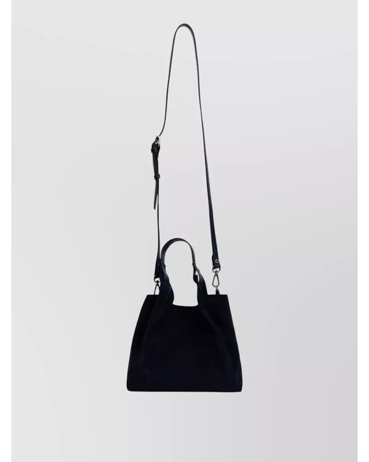 Gianni Chiarini Black Suede Shoulder Tote Bag Adjustable Strap