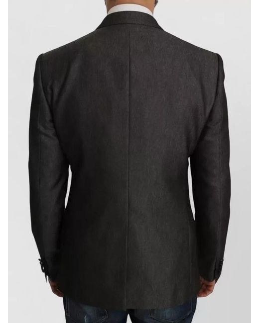 Dolce & Gabbana Black Wool Silk Slim-Fit Suit Blazer for men