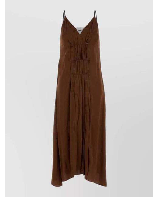 Prada Brown Satin Midi Dress