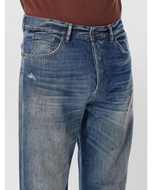 Acne Blue Denim Mid-Rise Wide-Leg Jeans for men