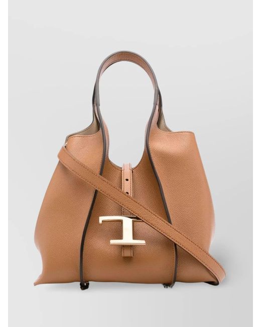 Tod's Natural T Timeless Mini Leather Tote Bag