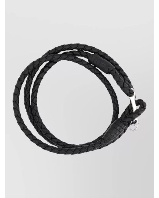 Tom Ford Black Braided Leather Bracelet for men