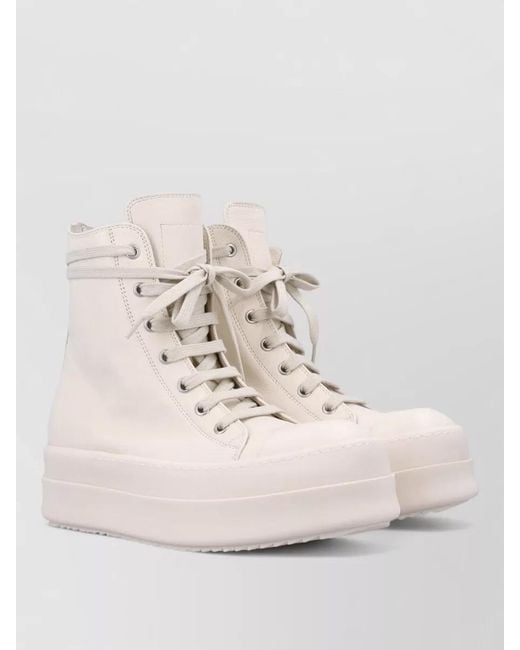 Rick Owens Natural Mega Bumper Sole Leather Ankle Boots