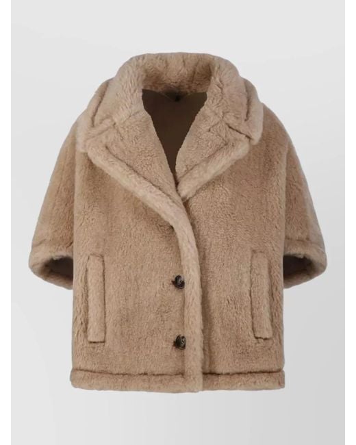 Max Mara Natural Faux Fur Coat Alpaca Cashmere Silk