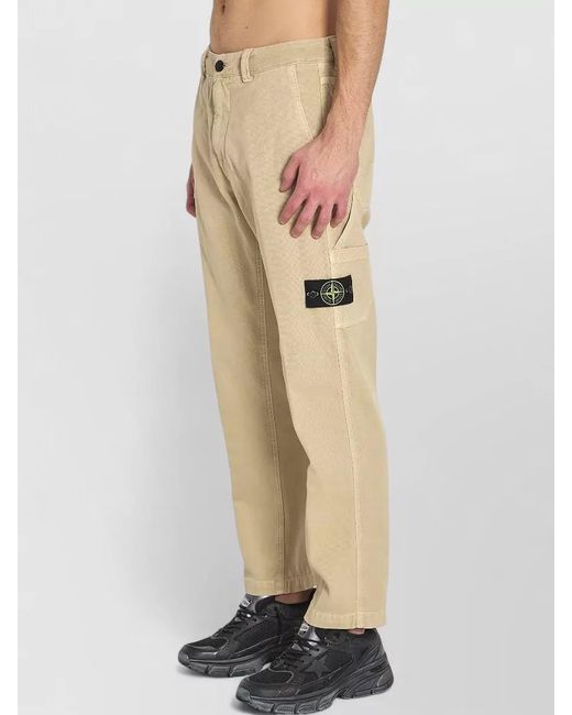 Stone Island Natural Cotton Mid-Rise Straight-Leg Regular-Fit Trousers for men