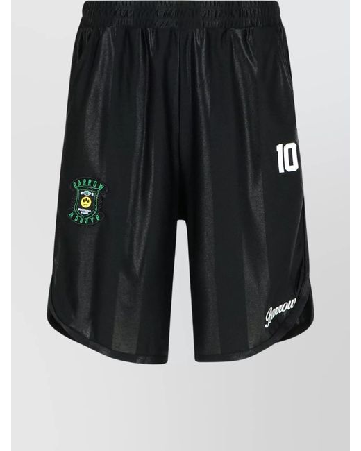 Barrow Black Bermuda Shorts With Elastic Waistband And Number Print for men