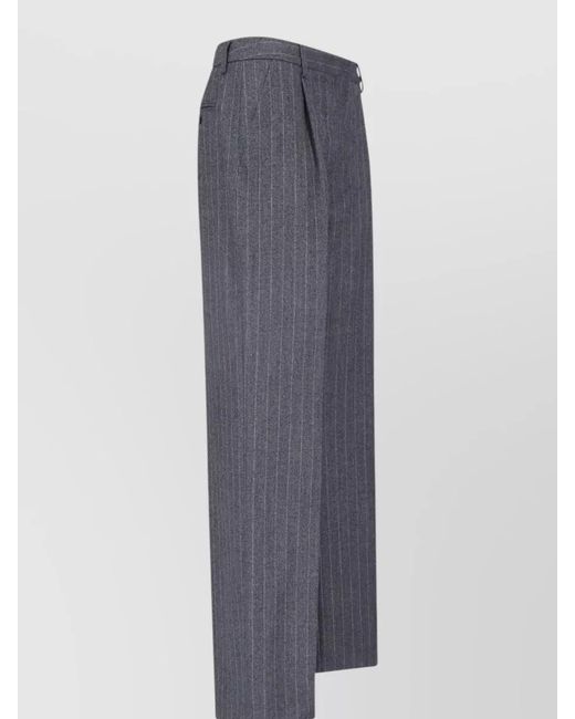 Lardini Blue Tailored Pinstripe Trousers Pleated Front Pockets
