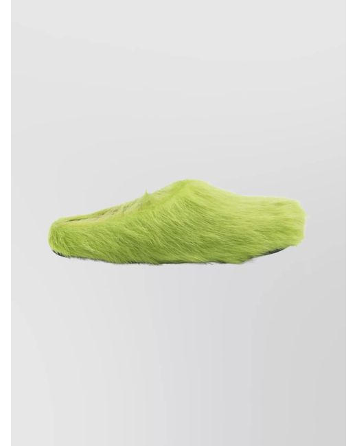 Marni Green Calf Hair Fussbett Slippers for men