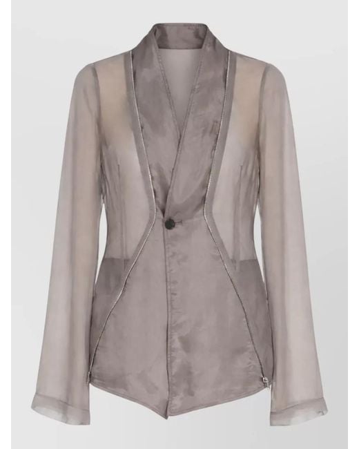 Rick Owens Gray Stag Jkt Tailored Blazer Silk Blend
