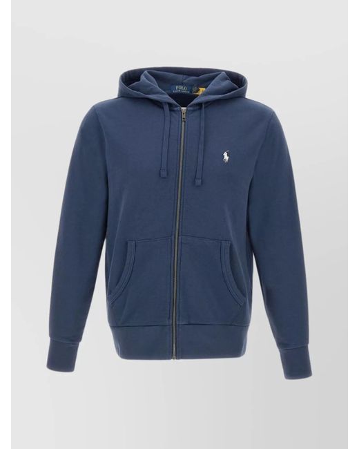 Polo Ralph Lauren Blue Cotton Zip-Up Hoodie for men