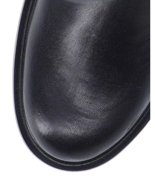 Stuart Weitzman Black Leather Knee-High Block-Heel Boots