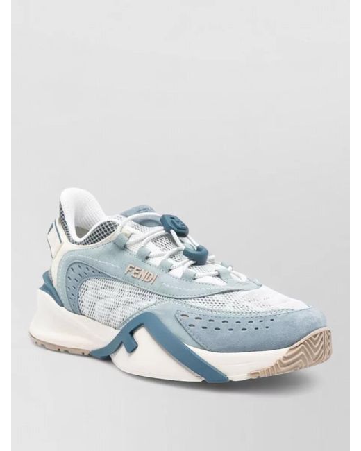 Fendi Blue Mesh Low-Top Sneakers