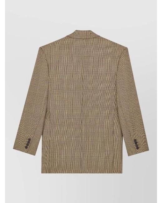 Saint Laurent Natural Prince Of Wales Puppytooth Double Breasted Jacket