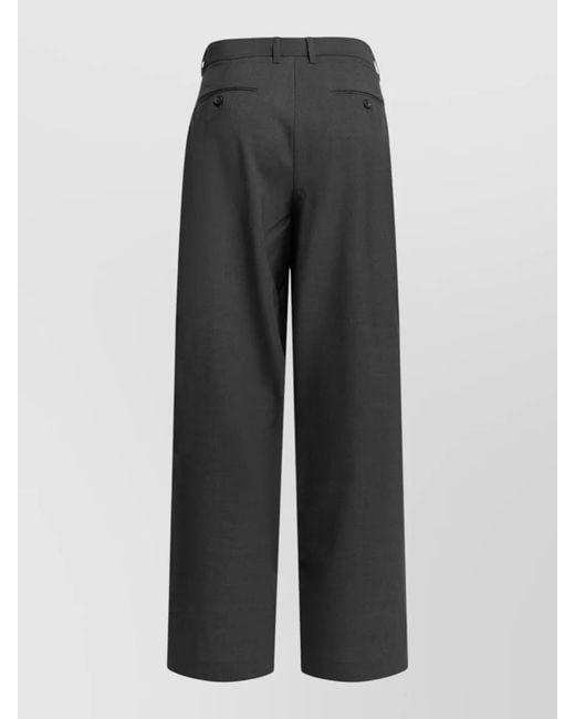 Max Mara Gray Wool Tailoring Trousers Wide Leg Design