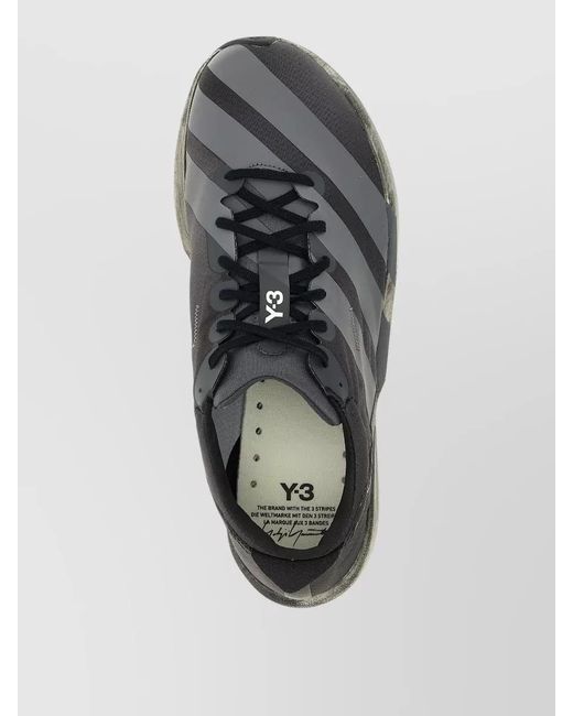 Y-3 Black Adios 9 Sneakers Round Toe Stripes for men