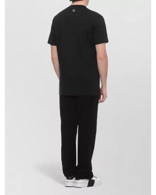 Philipp Plein Black Round Neck Cotton Short Sleeve T Shirt for men