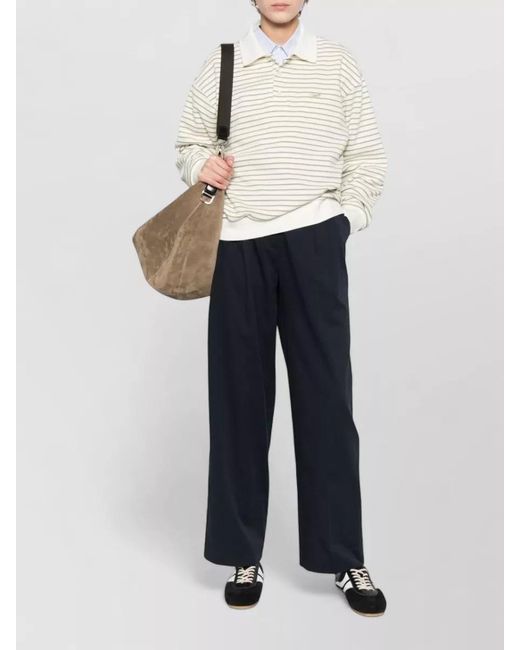 DUNST Natural Cotton Polo Shirt Long Sleeves Stripes