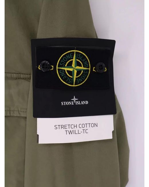 Stone Island Green Hooded Cotton Jacket for men