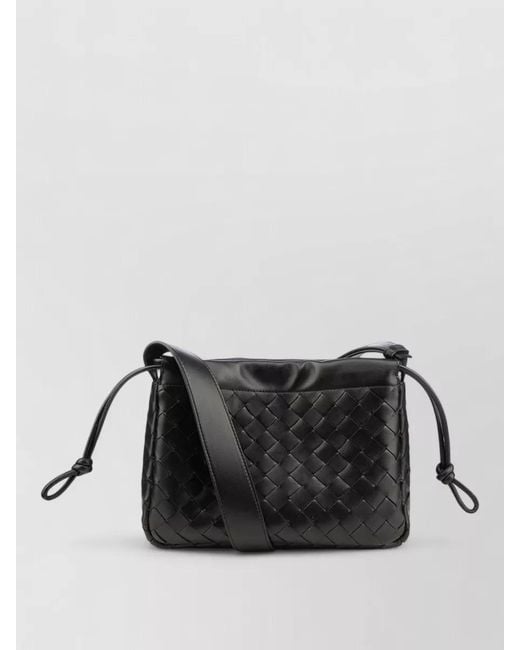 Bottega Veneta Black Rectangular Crossbody Bag Woven Knot Strap for men