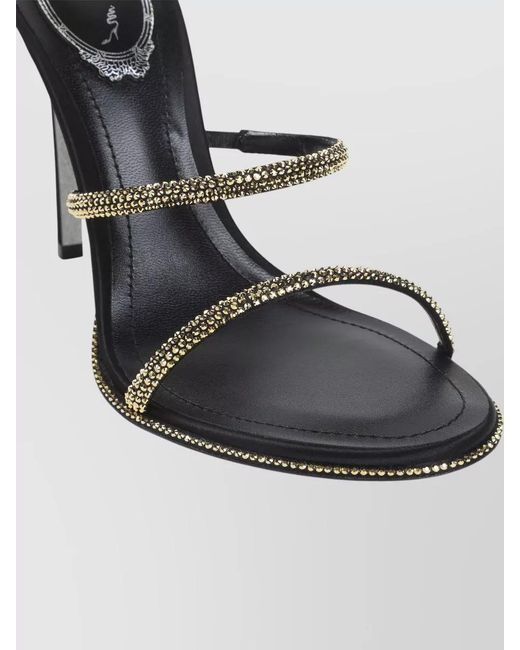 Rene Caovilla Gray High Heel Sandals Crystal Spiral Straps