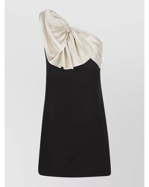 Valentino Garavani Women's Black Crepe Couture Mini Dress One Shoulder Bow