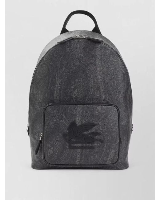 Etro Gray Printed Backpack for men