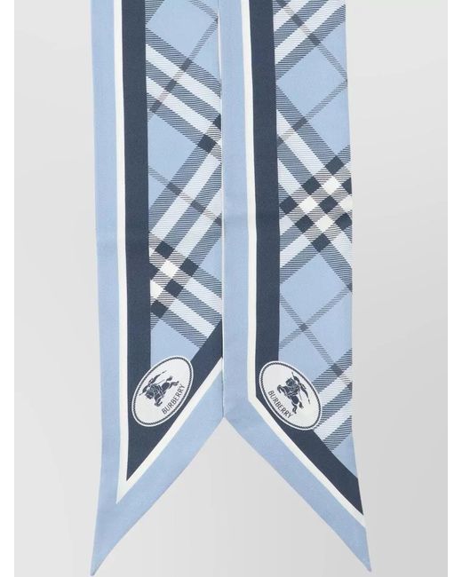 Burberry Blue Checked Rectangular Lightweight Soft Texture Scarf
