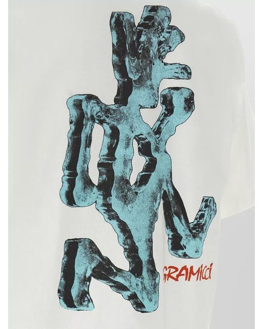 Gramicci White Ice Sculpture Motif Crew Neck T Shirt for men