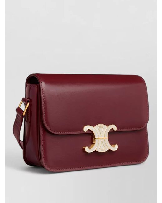Céline Purple Glossy Calfskin Shoulder Bag