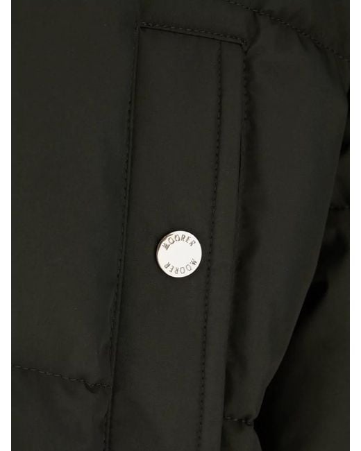 Moorer Black Polyester Down Hooded Jacket Front Pockets for men