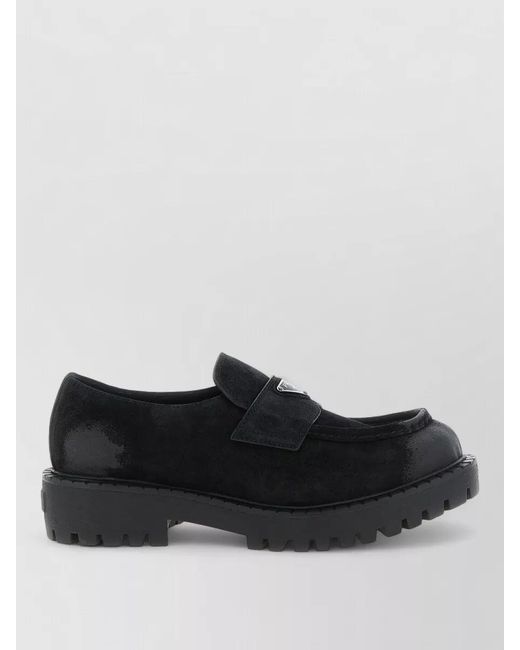 Prada Black Suede Derby Shoes Sculptural Sole Design for men