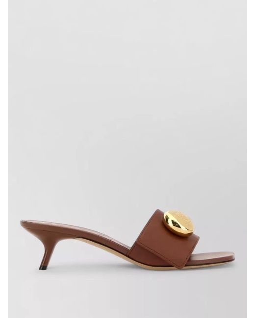 Loewe Brown Leather Pebble Mules Tone Detail