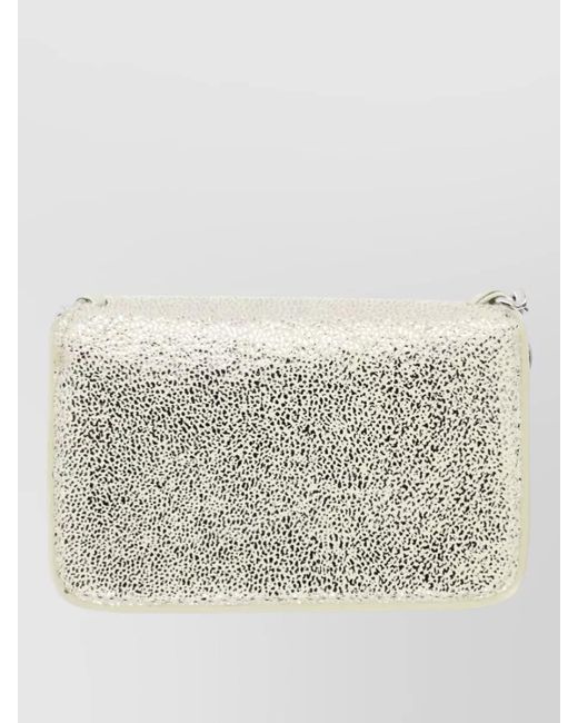 Stella McCartney Gray Falabella Cardholder Metallic Finish Chain Trim
