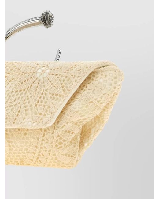 Magda Butrym Natural Rose Crochet Clutch Bag