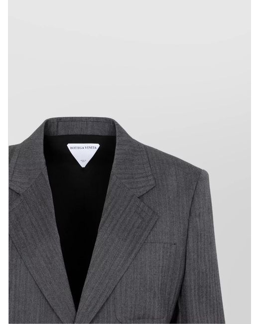 Bottega Veneta Blue Chevron Pattern Wool Blazer